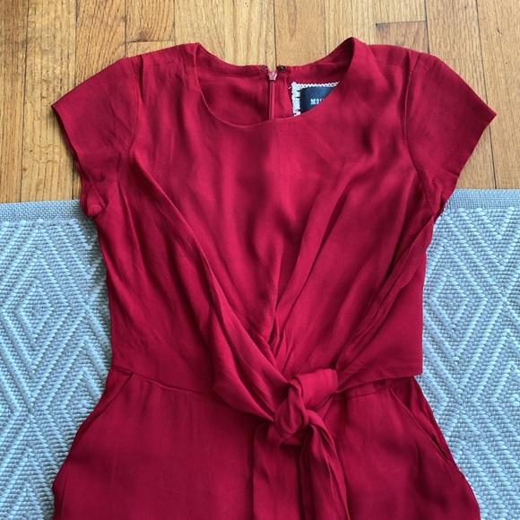 New Maeve Women's scoop neck casual belted wide leg red cap sleeve jumpsuit Sz 0 - Picture 6 of 9